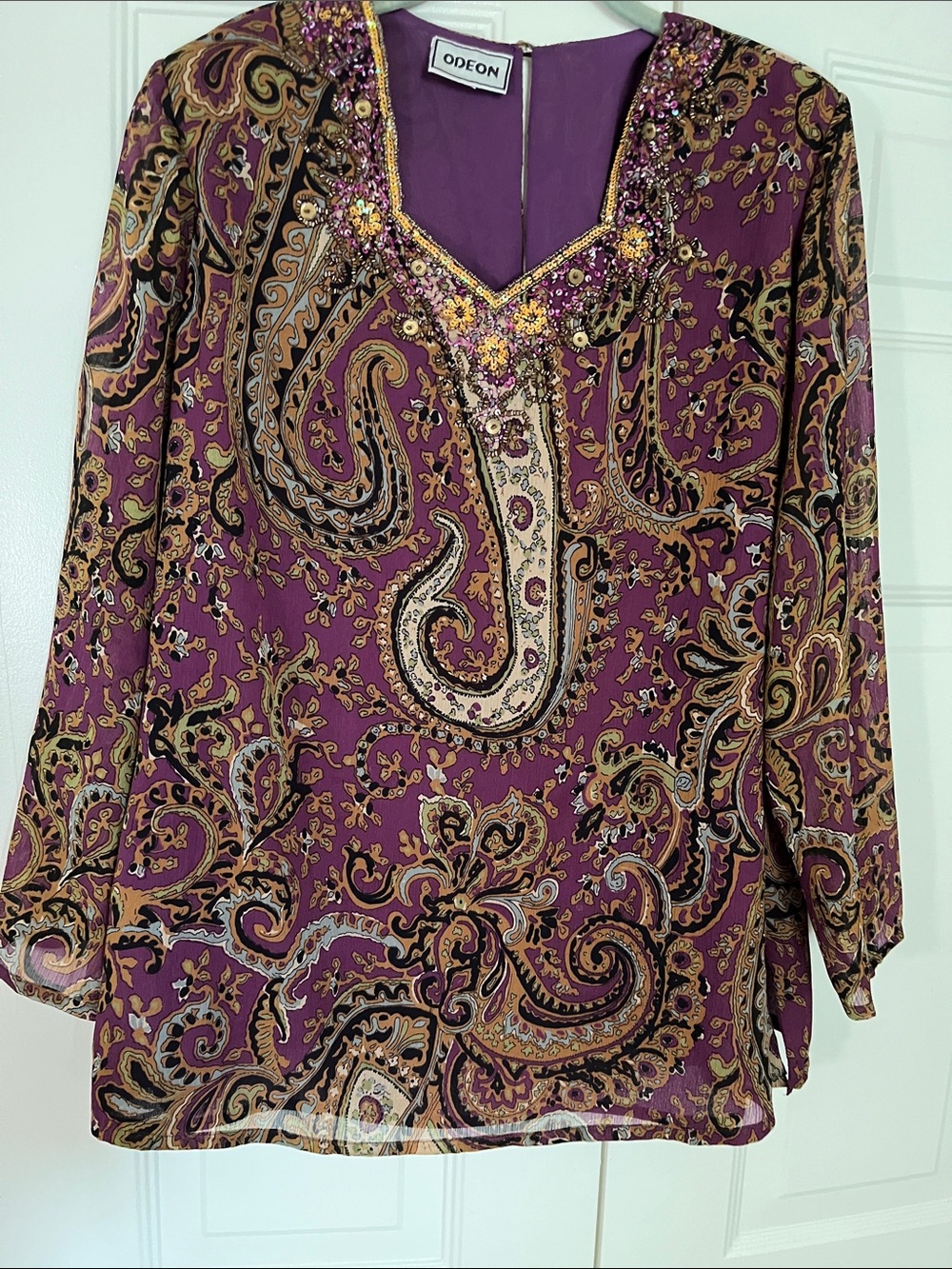 Odeon XL India Inspired Beaded Tunic Blouse
